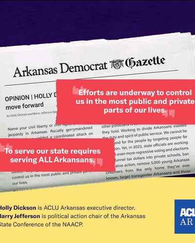 Arkansas Democrat-Gazette newspaper with quotes from op-ed