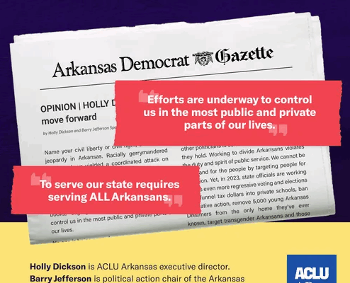 Arkansas Democrat-Gazette newspaper with quotes from op-ed