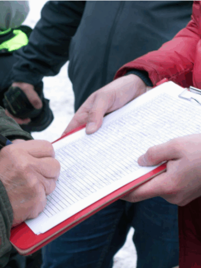 Man signing public petition