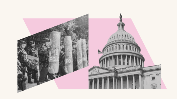 Arkansas National Guard and Arkansas State Capitol on Pink Background