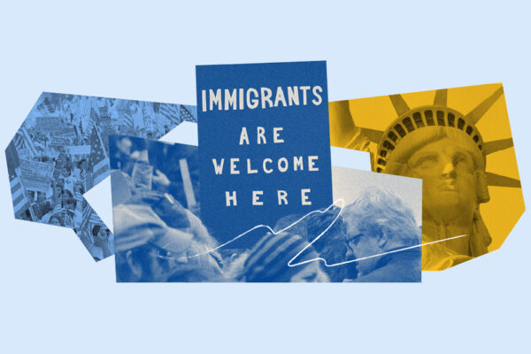 Sign that reads Immigrants are welcome here