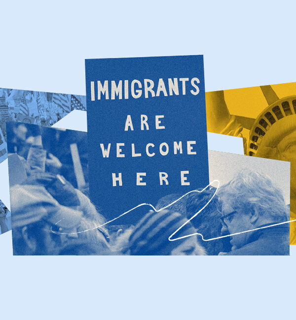 Sign that reads Immigrants are welcome here