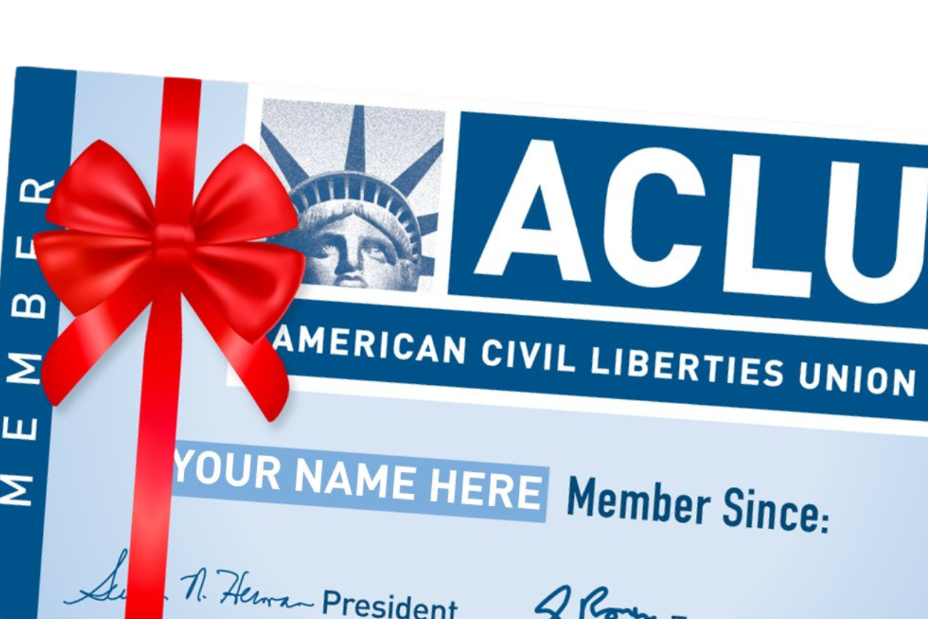 Close up of ACLU membership card