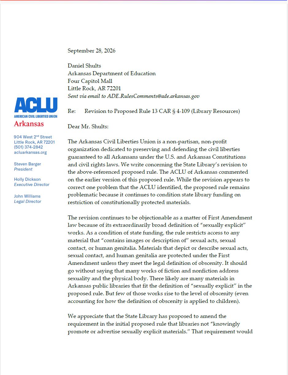 Image of ACLU public comment
