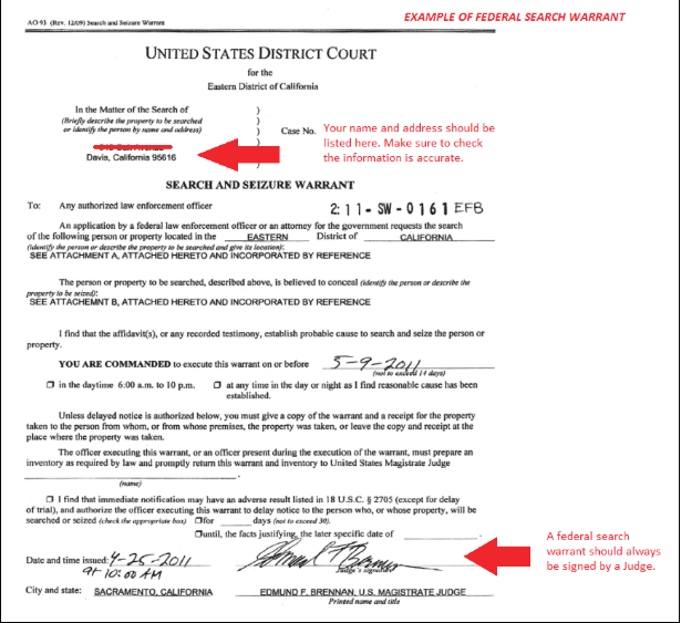 Example of a Warrant