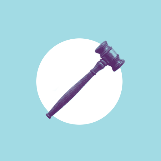 Gavel on blue background