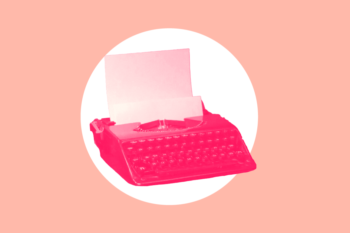Typewriter on pink background