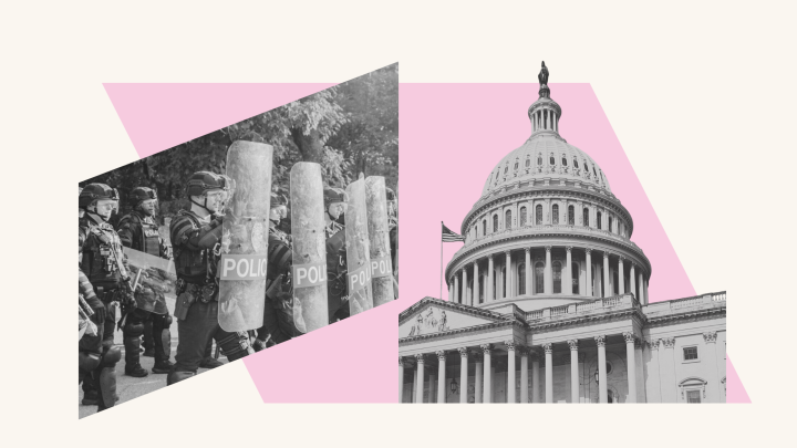 National Guard and Arkansas State Capitol on Pink Background