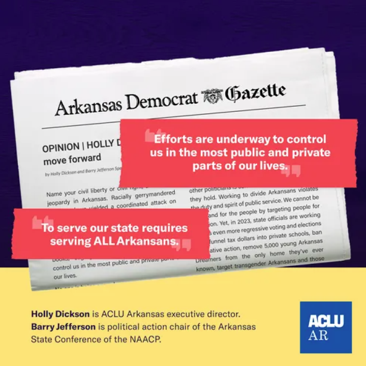 Arkansas Democrat-Gazette newspaper with quotes from op-ed